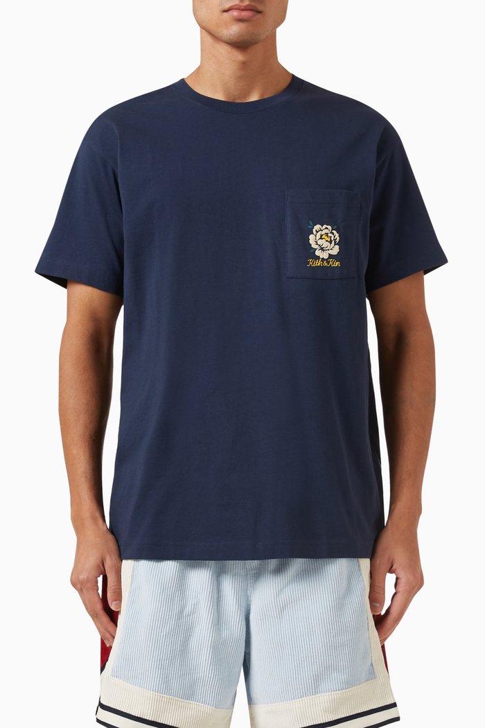Peony Pocket T-shirt in Cotton-jersey, Blue