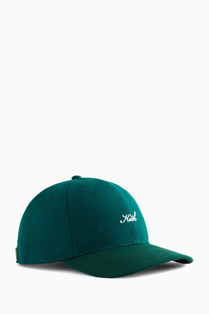 

Two-tone Script Logo Cap in Wool-blend, Green