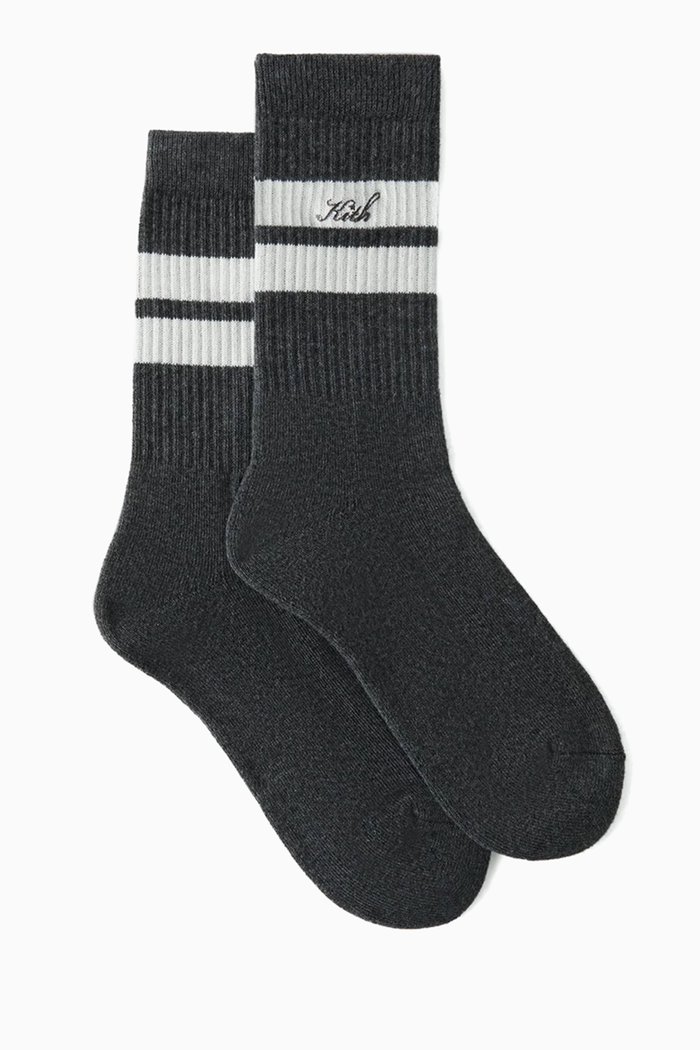 

Striped Logo Crew Socks in Cotton-blend, Black