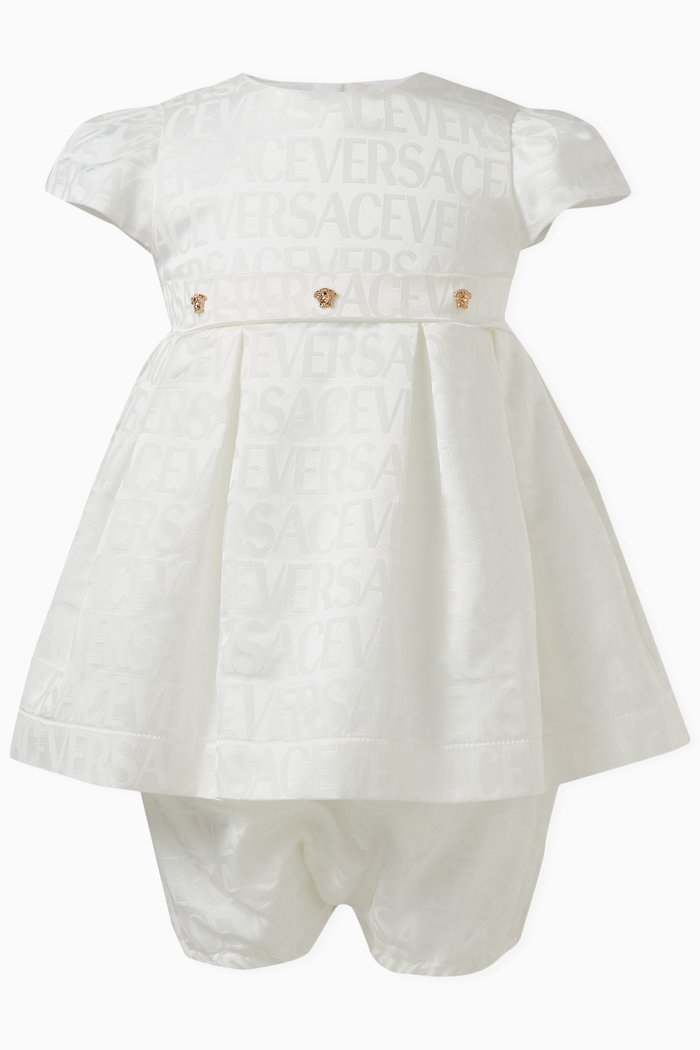 

Versace Allover Baby Dress Set in Cotton Blend, White