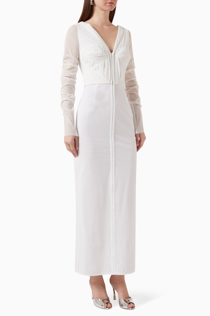 

Ostara Cut-out Dress in Tulle, White