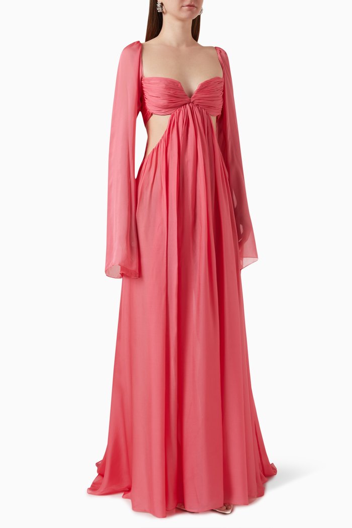 

Emporium Maxi Dress in Silk-muslin, Pink