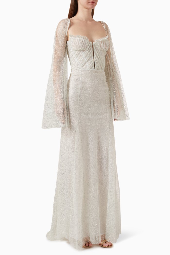 

Blair Maxi Dress in Glitter-tulle, Neutral