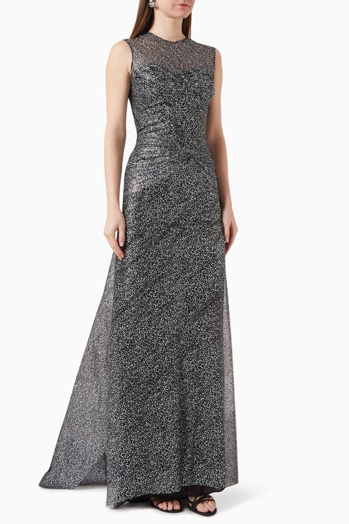 

Sunlight Knot Dress in Glitter-tulle, Black