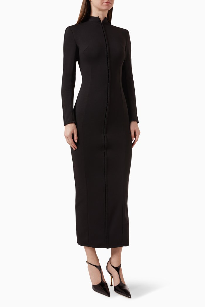 

Omen Hook Dress in Crepe, Black