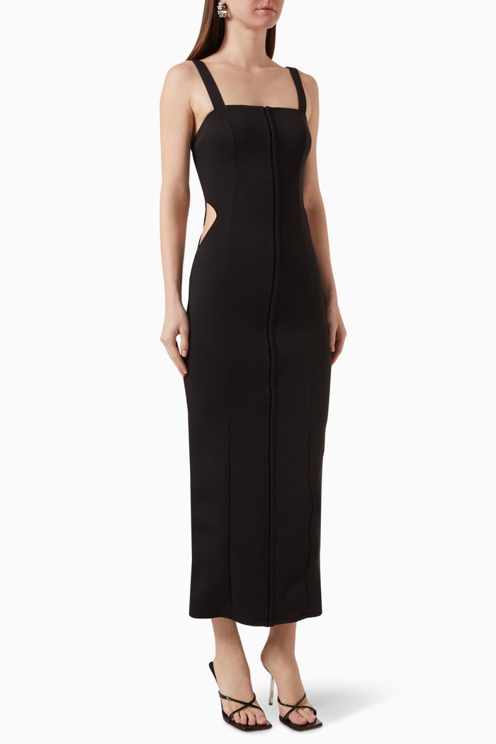 

Scrying Hook Maxi Dress in Crepe, Black
