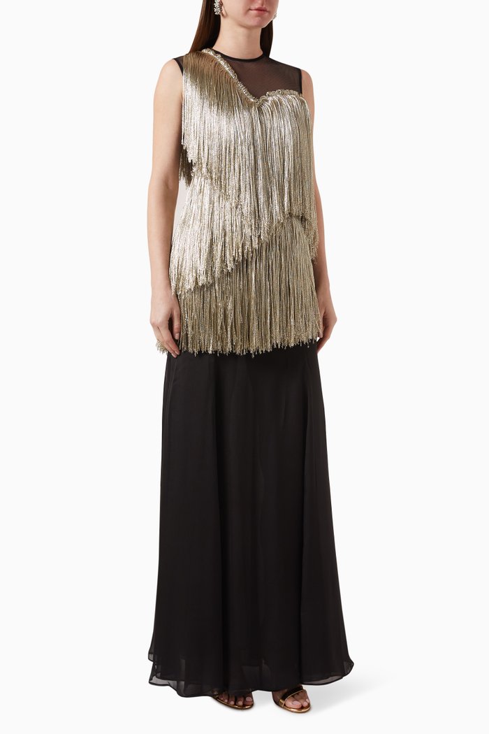 

Myst Fringe Dress in Muslin, Multicolour