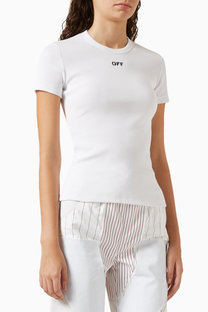 

Stamp Logo T-shirt in Rib-knit, White