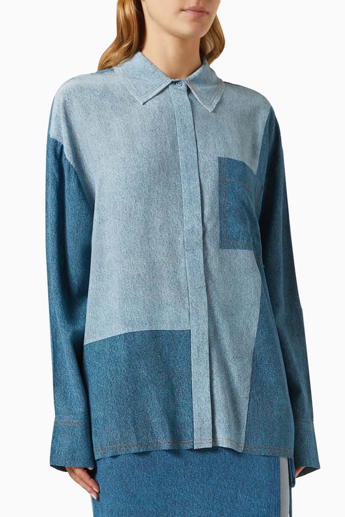

Dustin Oversized Shirt in Silk, Blue