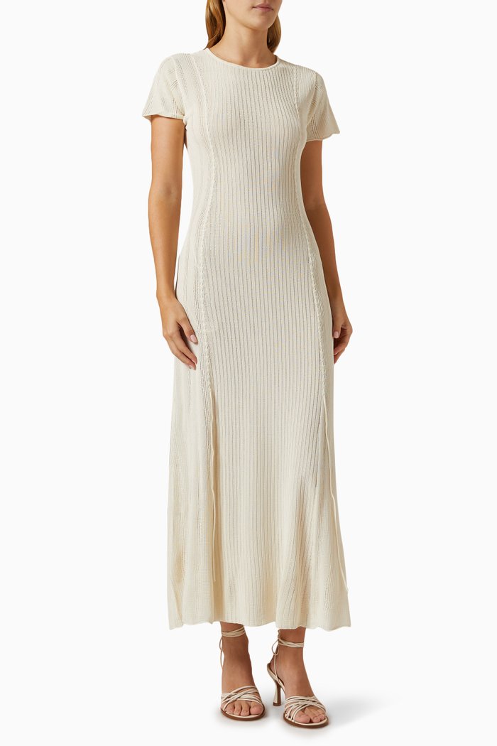 

Sammy Maxi Dress in Sheer-knit, White
