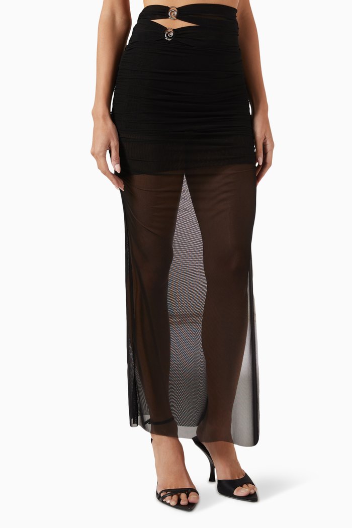 

Whorl Maxi Skirt in Nylon, Black