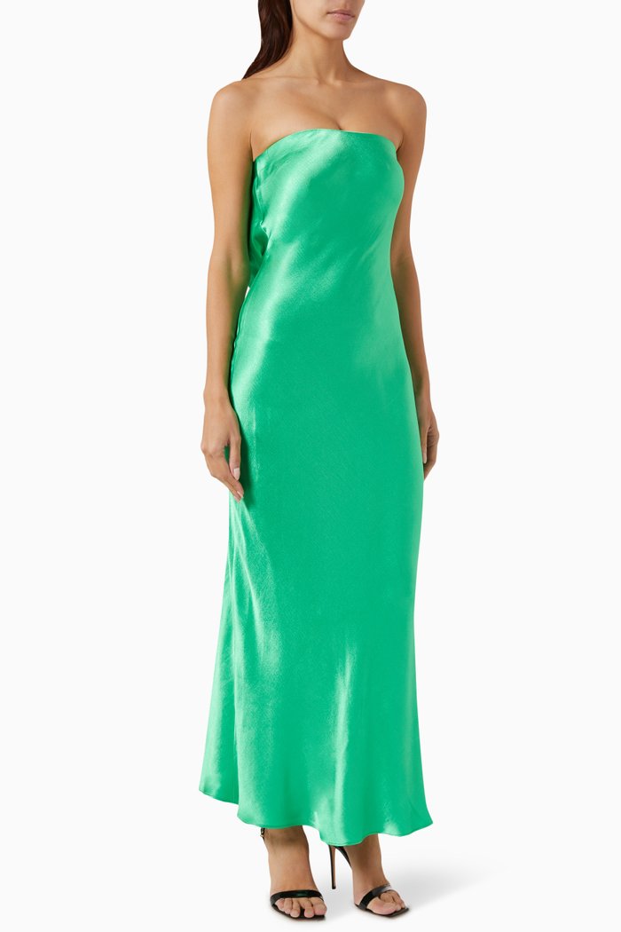 

Moon Dance Strapless Dress in Viscose, Green