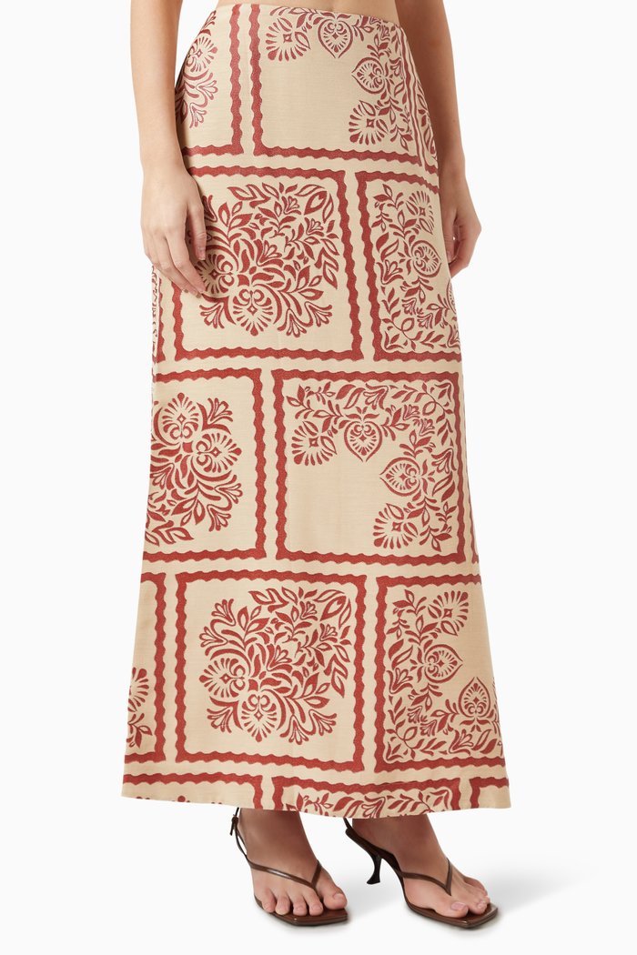 

Palm Bliss Maxi Skirt in Cotton-blend, Neutral