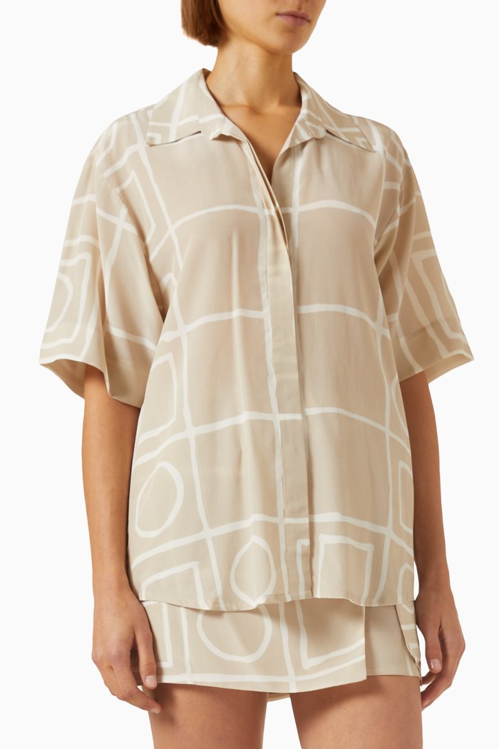 

Salma Printed Shirt in Silk, Neutral