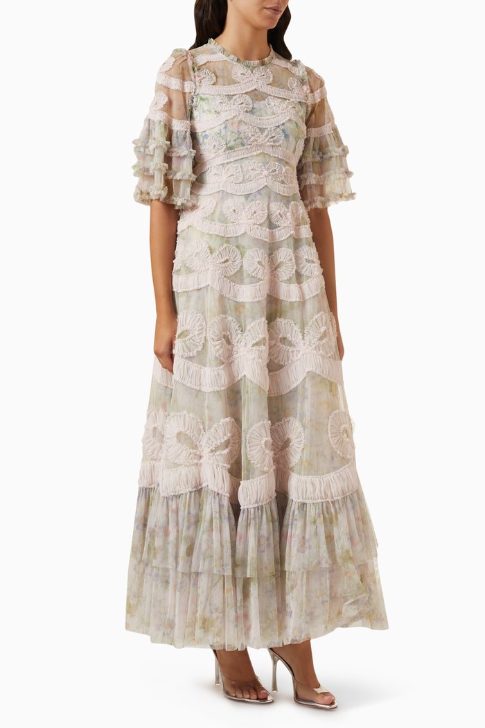 

Moonlight Petal Ingrid Maxi Dress in Tulle, Pink