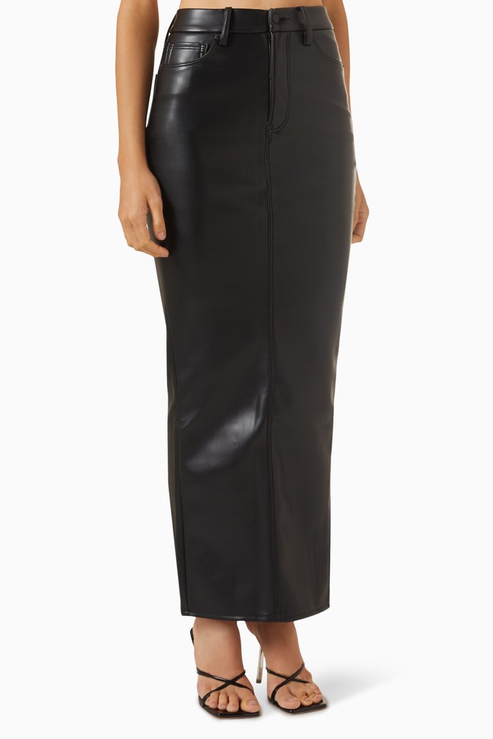 

Maxi Skirt in Faux Leather, Black