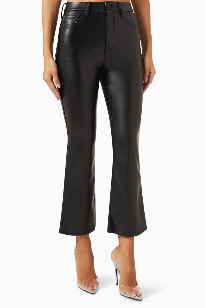 

Good Legs Boot-cut Cropped Pants in Faux Leather, Black