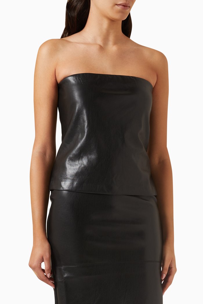 

Tube Top in Faux Leather, Black