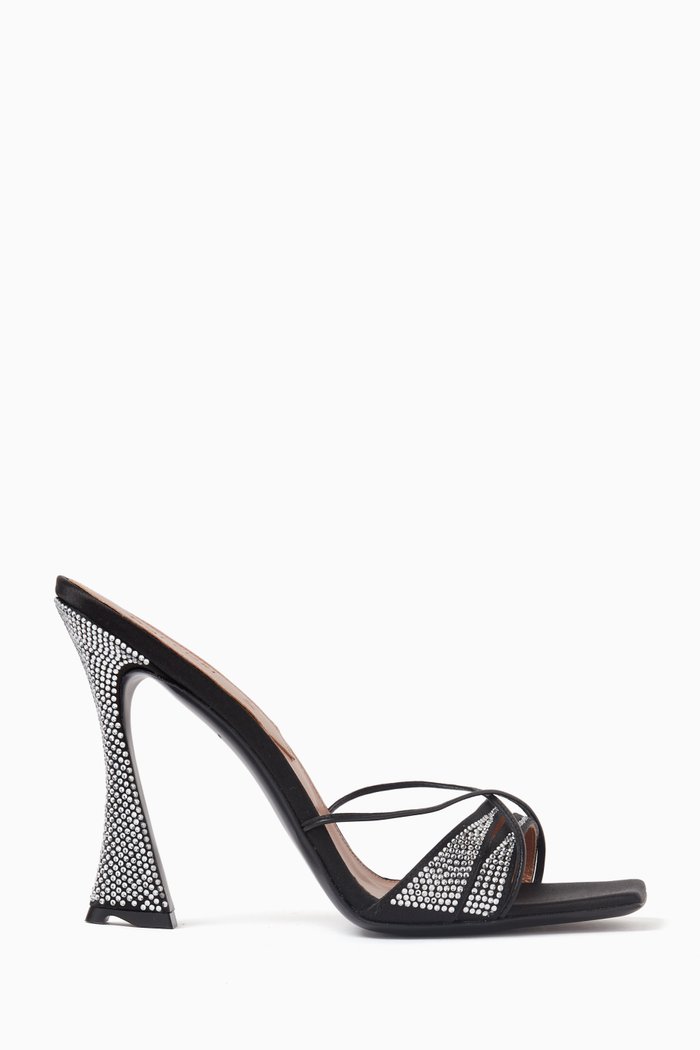 

Lust 100 Crystal Mule Sandals in Satin, Black