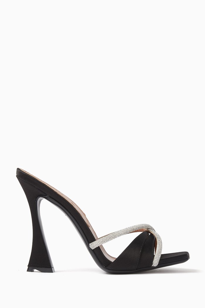 

Lust 100 Crystal Mule Sandals in Satin, Black