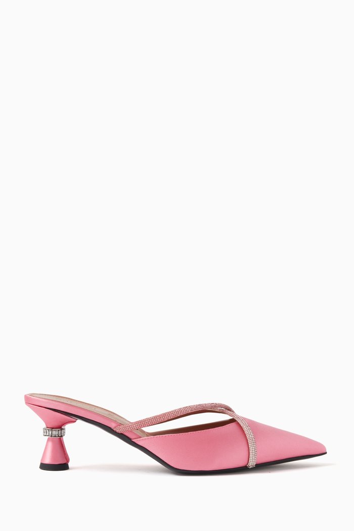 

Ella 50 Crystal Mules in Satin, Pink