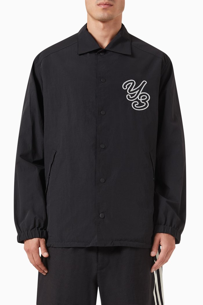 

Y-3 Logo Coach Jacket in Recycled Nylon, Black