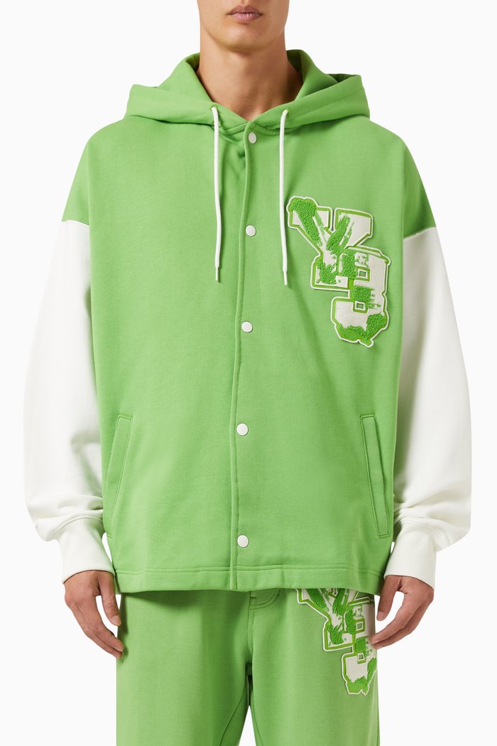 Logo-patch Hoodie in Organic Cotton Terry, Green