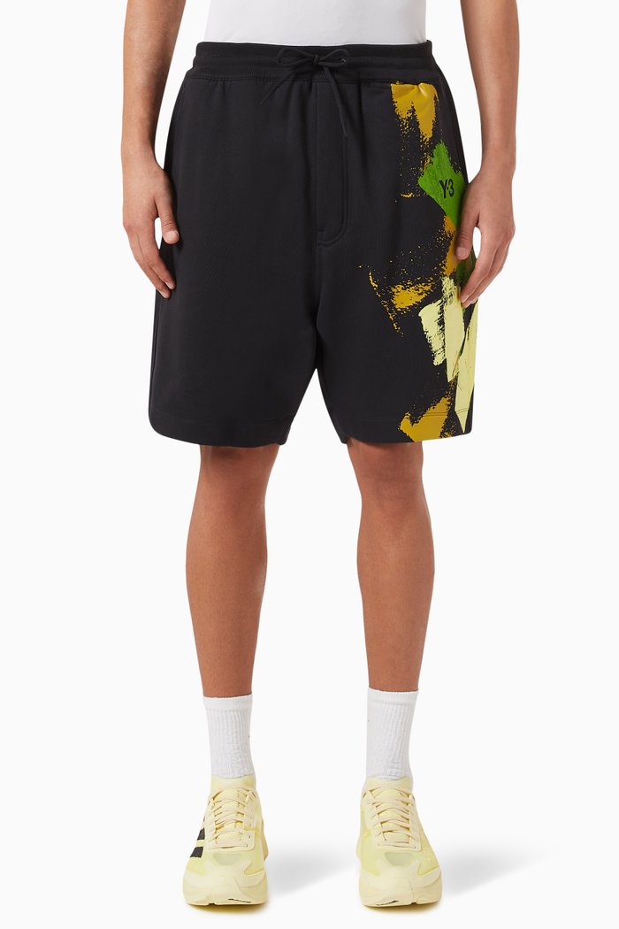 

Y-3 Placed Graphic Shorts in Terry Loopback, Black