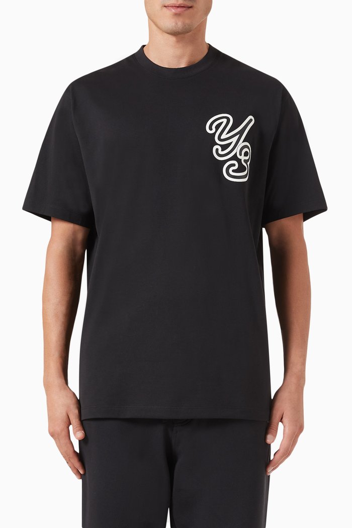 

Y-3 Graphic Logo T-shirt in Cotton-jersey, Black
