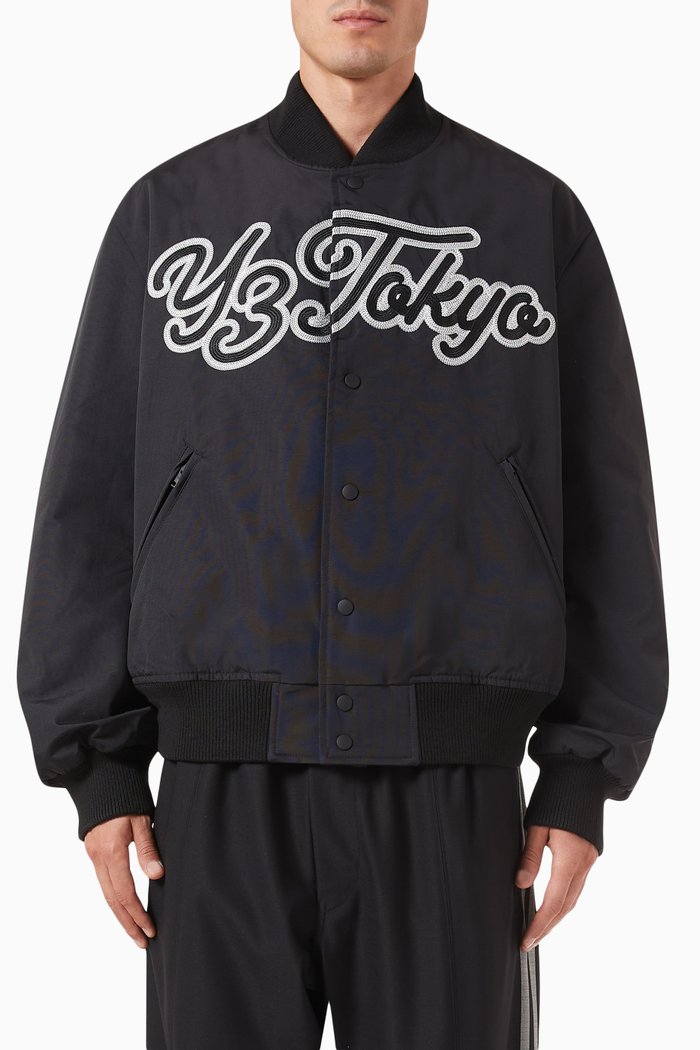 Y-3 Logo Team Jacket in Nylon, Black