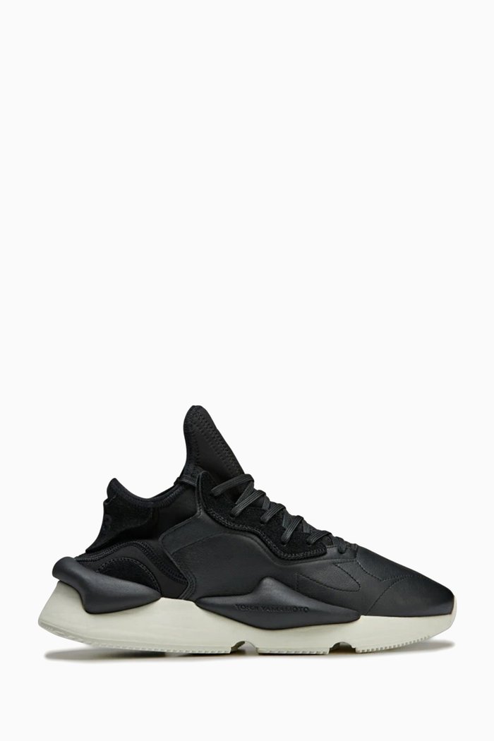 

Y-3 Kaiwa Sock-style Sneakers in Leather & Neoprene, Black