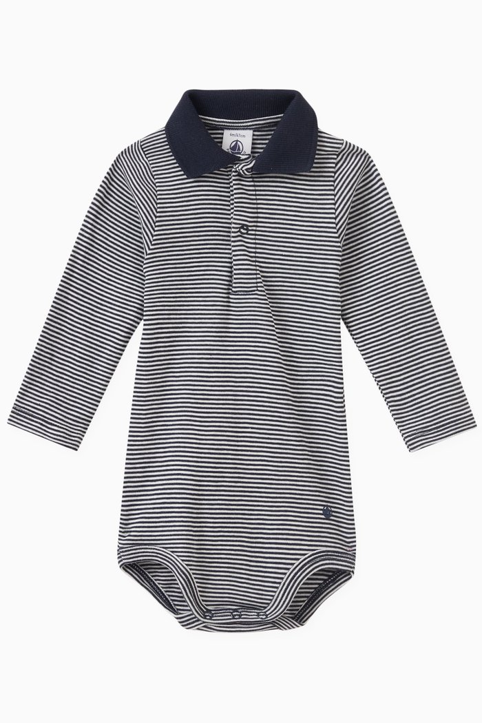 

Striped Long Sleeved Bodysuit in Cotton, Multicolour