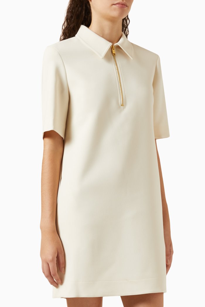Mini Polo Dress in Crepe, White