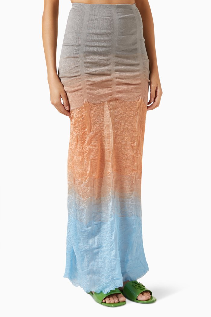 

Ombré Semi-sheer Maxi Skirt, Silver