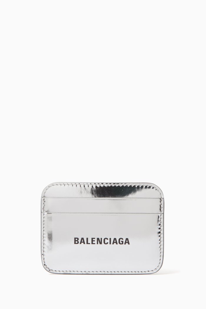 

Cash Card Holder in Mirror Effect Calfskin, Silver