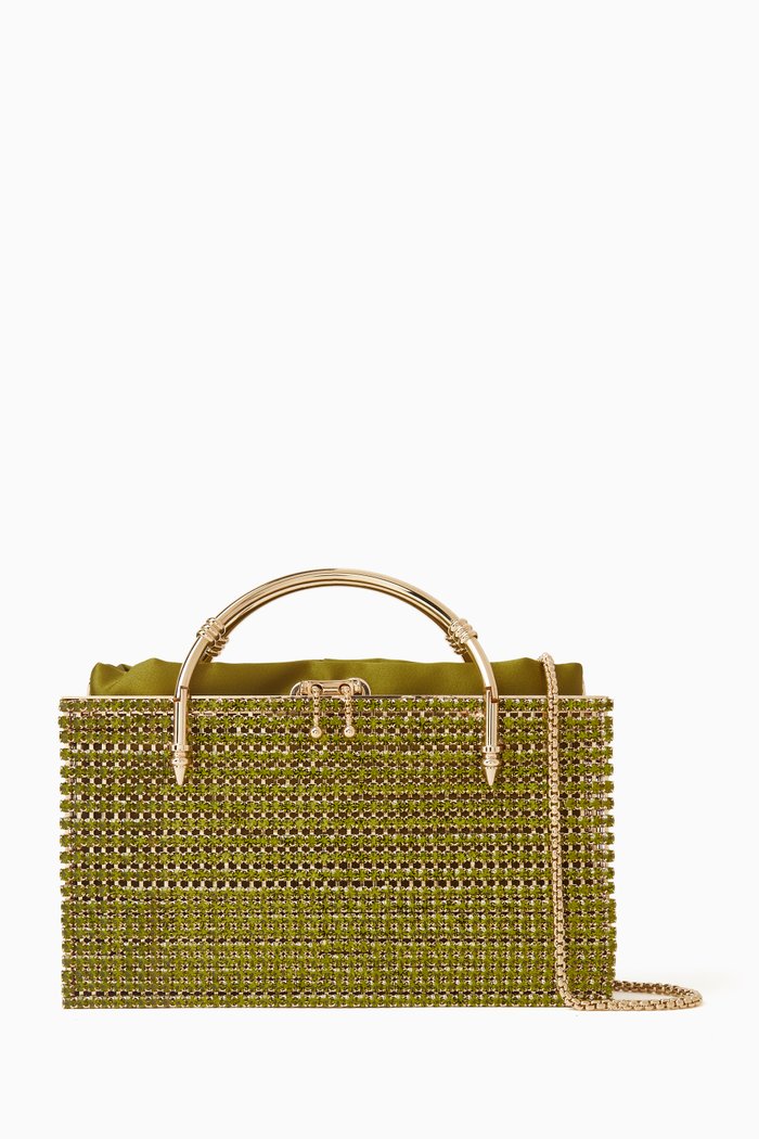 

Cupchain Clutch Bag in Preciosa Crystals, Green
