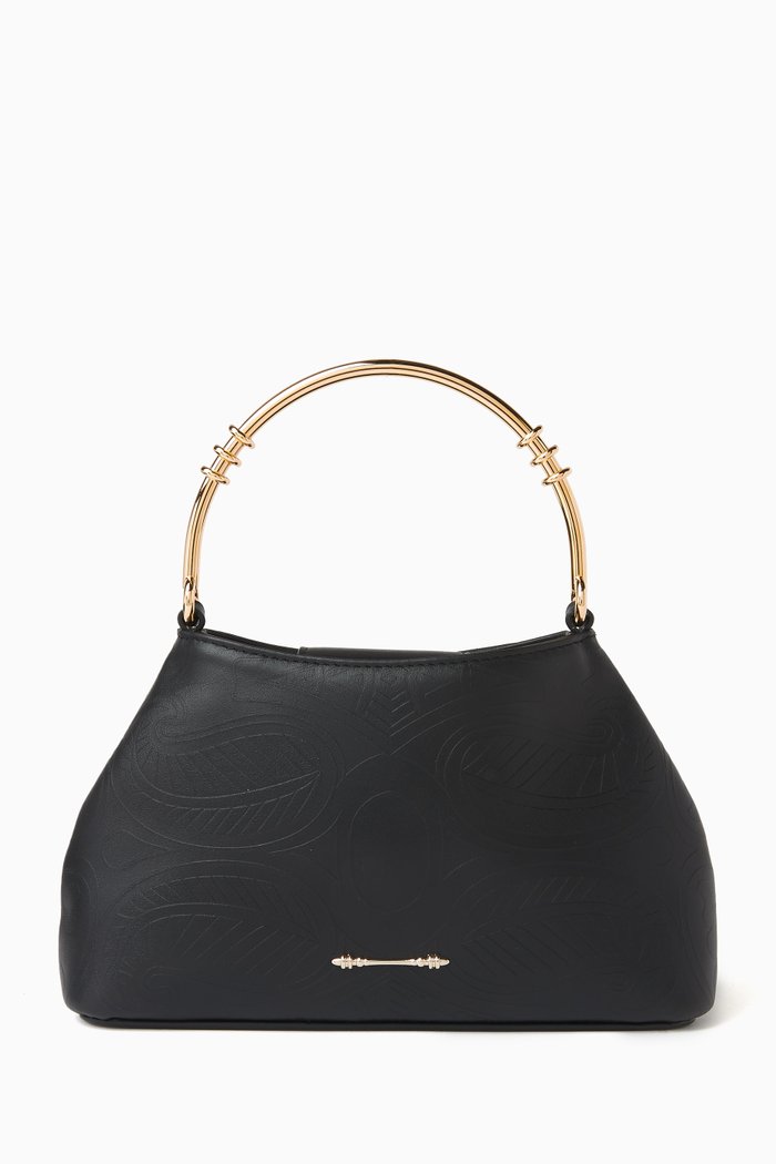 

Mini Zayan Top-handle Bag in Embossed Nappa, Black