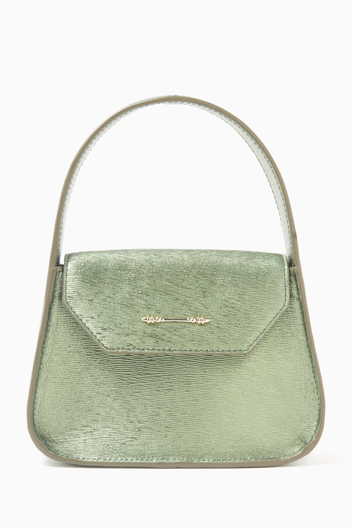

Mini Feryel Top-handle Bag in Metallic Wrinkled Leather