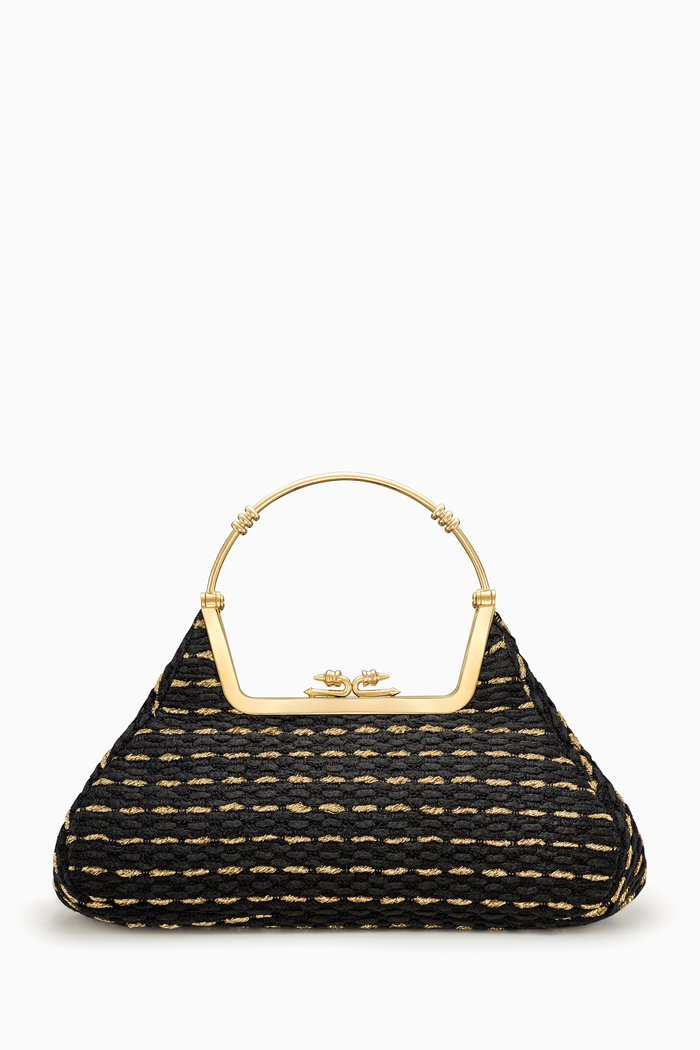 Zayan Top-handle Bag in Couture Fabric, Black