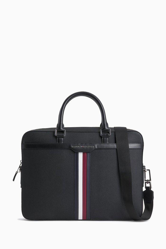 

Logo Laptop Bag in Coated Canvas, Black