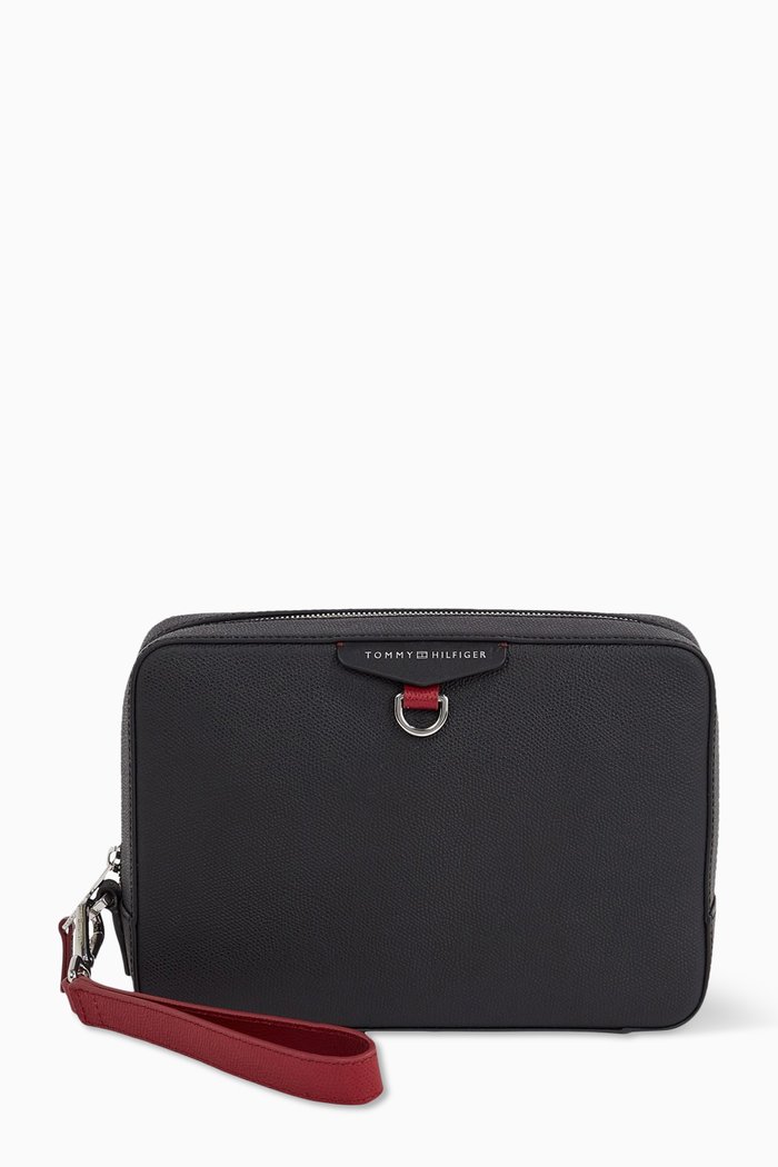 

Structured Wash Bag in Leather, Black