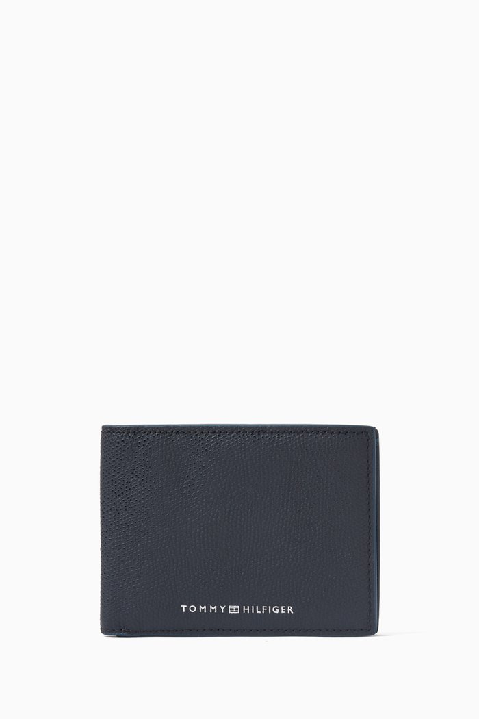 

Logo Bifold Wallet in Leather, Blue