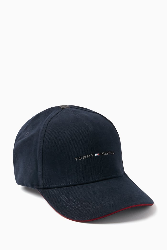 Downtown Logo Baseball Cap in Cotton, Blue