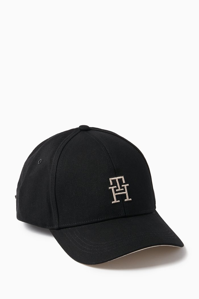 

TH Monogram Signature Baseball Cap in Cotton, Black