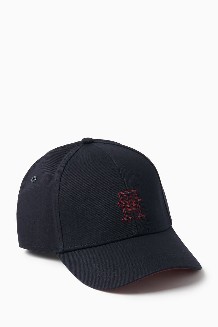 

TH Monogram Signature Baseball Cap in Cotton, Blue