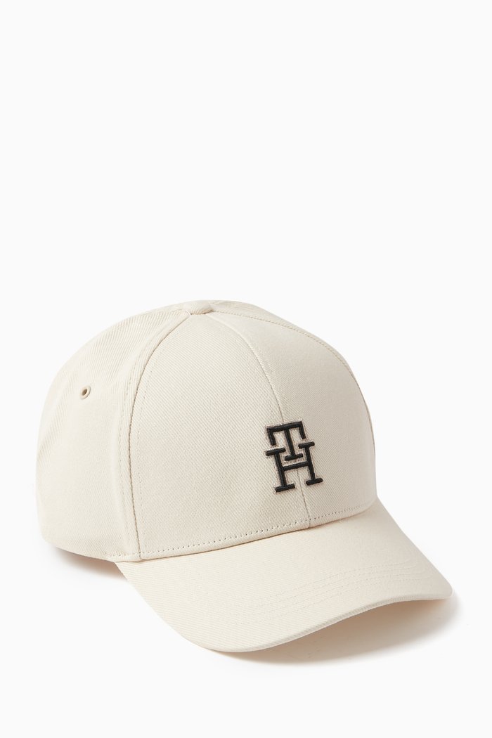 

TH Monogram Signature Baseball Cap in Cotton, Neutral