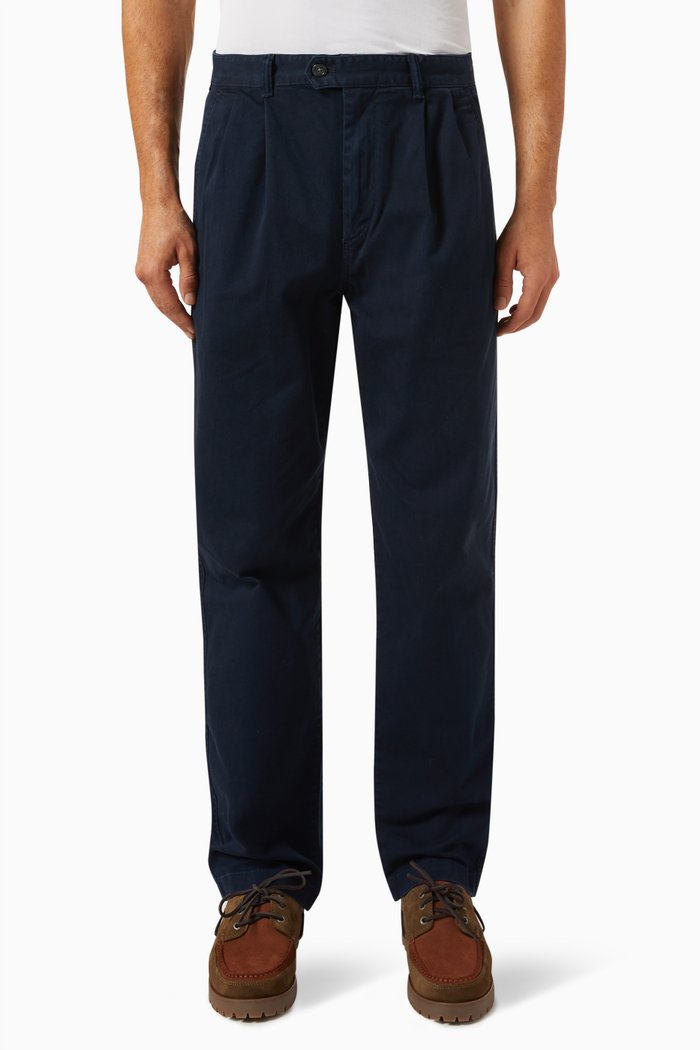 

Archive Wide-leg Pleated Chinos in Stretch-cotton, Blue
