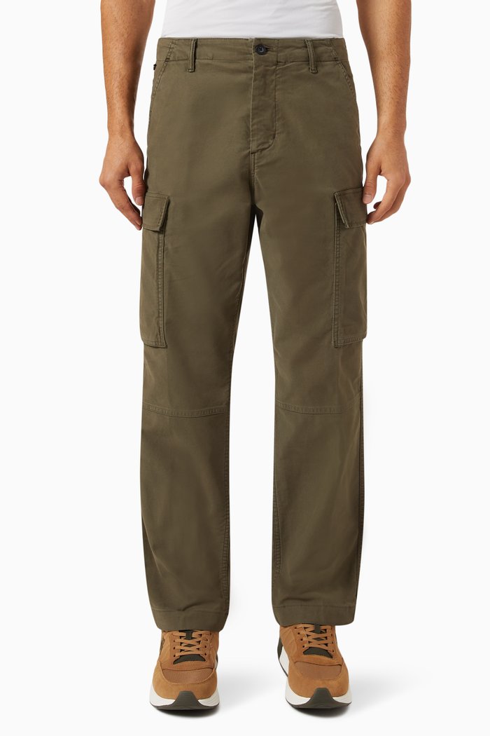 

Garment-dyed Cargo Pants in Stretch-cotton, Green