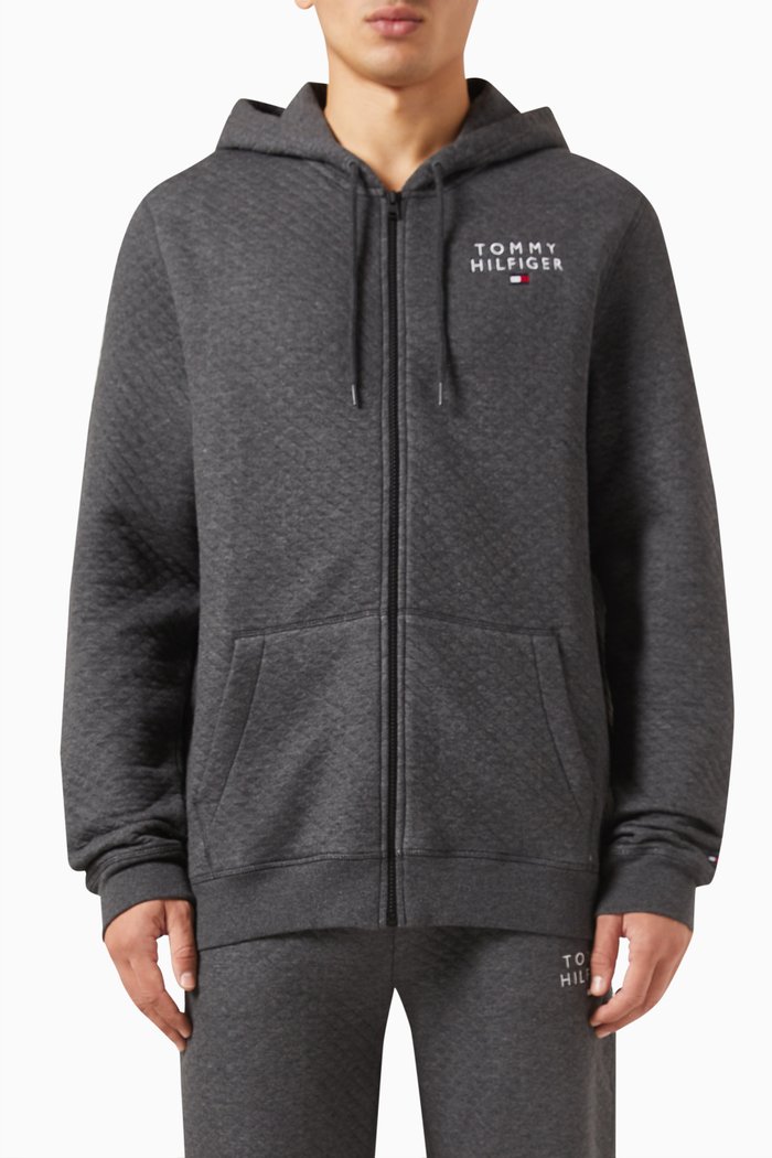

TH Original Diamond Quilted Hoodie in Cotton-blend, Grey
