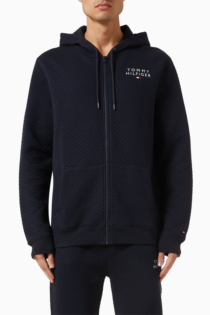

TH Original Diamond Quilted Hoodie in Cotton-blend, Blue